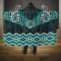 New Zealand Aotearoa Hooded Blanket Turquoise Taniko Art Maori Pattern LT05 - Polynesian Pride