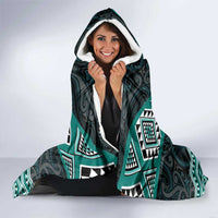 New Zealand Aotearoa Hooded Blanket Turquoise Taniko Art Maori Pattern LT05 - Polynesian Pride