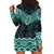 New Zealand Aotearoa Hoodie Dress Turquoise Taniko Art Maori Pattern