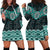 New Zealand Aotearoa Hoodie Dress Turquoise Taniko Art Maori Pattern