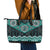 New Zealand Aotearoa Leather Tote Bag Turquoise Taniko Art Maori Pattern