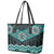 New Zealand Aotearoa Leather Tote Bag Turquoise Taniko Art Maori Pattern