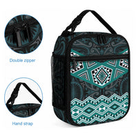 New Zealand Aotearoa Lunch Bag Turquoise Taniko Art Maori Pattern LT05 - Polynesian Pride