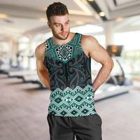 New Zealand Aotearoa Men Tank Top Turquoise Taniko Art Maori Pattern LT05 Turquoise - Polynesian Pride