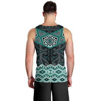 New Zealand Aotearoa Men Tank Top Turquoise Taniko Art Maori Pattern LT05 - Polynesian Pride