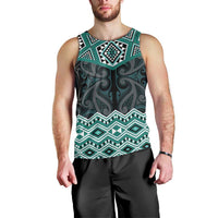 New Zealand Aotearoa Men Tank Top Turquoise Taniko Art Maori Pattern LT05 - Polynesian Pride