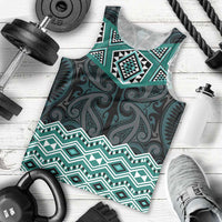 New Zealand Aotearoa Men Tank Top Turquoise Taniko Art Maori Pattern LT05 - Polynesian Pride