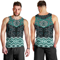 New Zealand Aotearoa Men Tank Top Turquoise Taniko Art Maori Pattern LT05 - Polynesian Pride