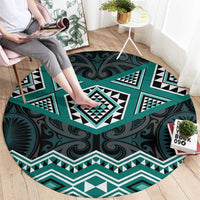 New Zealand Aotearoa Round Carpet Turquoise Taniko Art Maori Pattern LT05 - Polynesian Pride