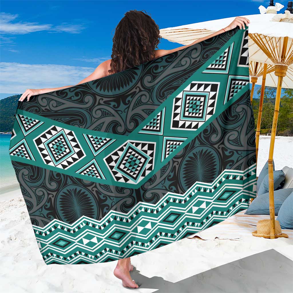 New Zealand Aotearoa Sarong Turquoise Taniko Art Maori Pattern LT05 One Size 44 x 66 inches Turquoise - Polynesian Pride
