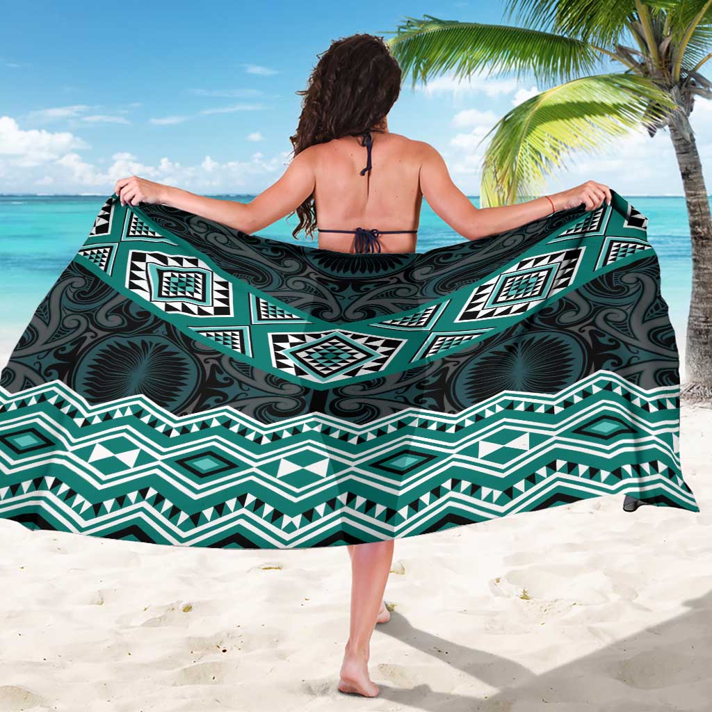 New Zealand Aotearoa Sarong Turquoise Taniko Art Maori Pattern LT05 - Polynesian Pride