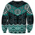 New Zealand Aotearoa Sweatshirt Turquoise Taniko Art Maori Pattern