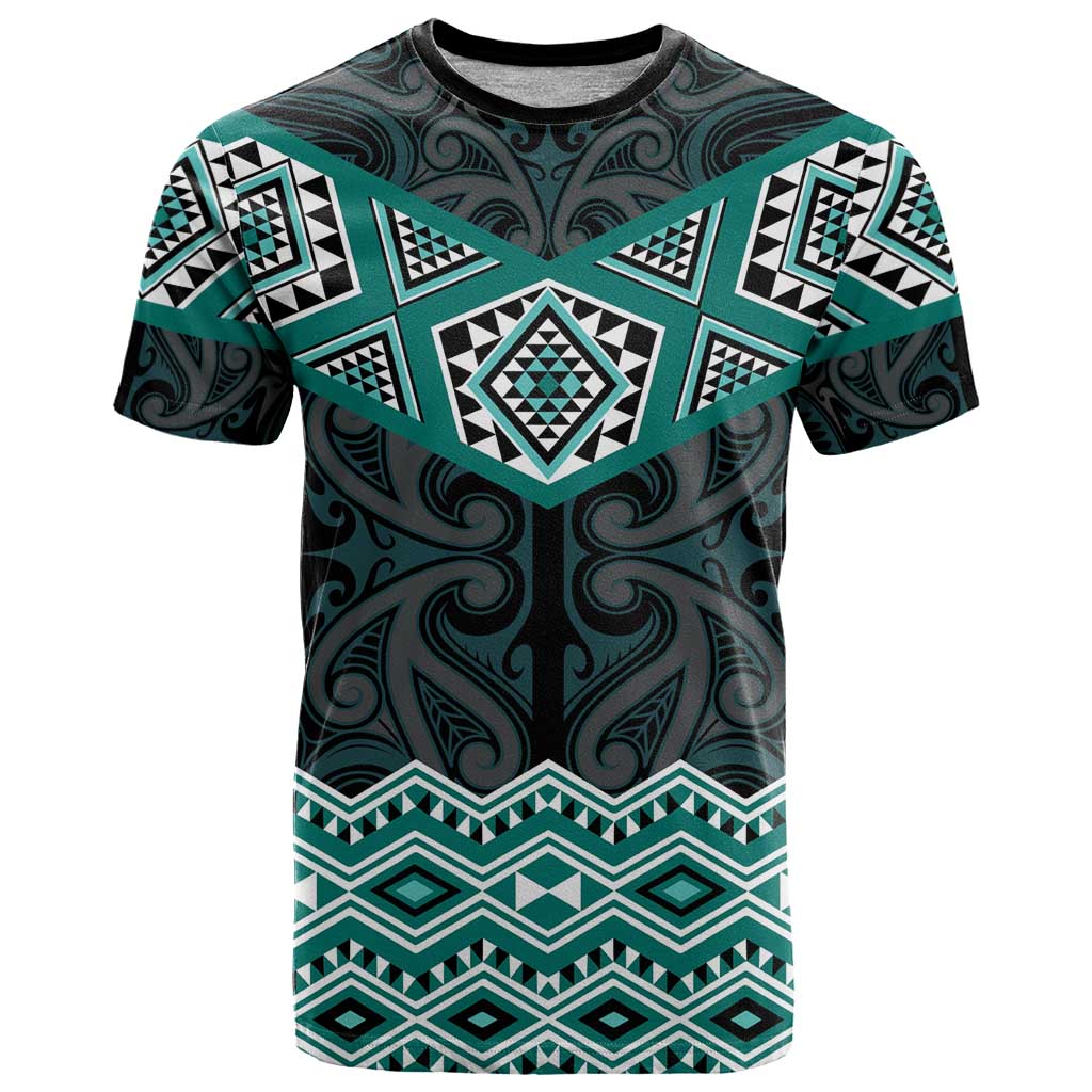 New Zealand Aotearoa T Shirt Turquoise Taniko Art Maori Pattern LT05 Turquoise - Polynesian Pride