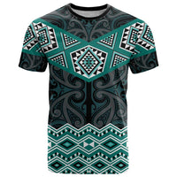 New Zealand Aotearoa T Shirt Turquoise Taniko Art Maori Pattern LT05 Turquoise - Polynesian Pride