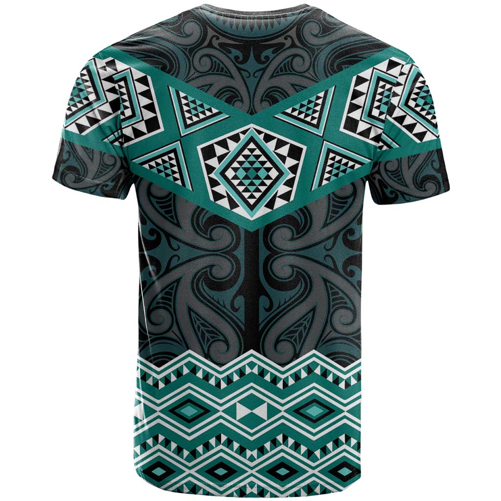 New Zealand Aotearoa T Shirt Turquoise Taniko Art Maori Pattern LT05 - Polynesian Pride