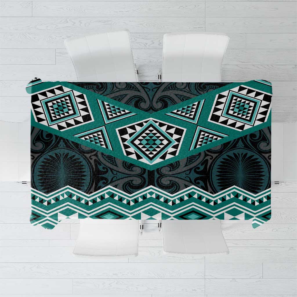 New Zealand Aotearoa Tablecloth Turquoise Taniko Art Maori Pattern LT05 Turquoise - Polynesian Pride