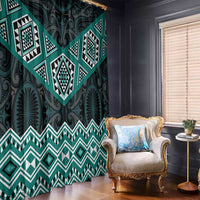 New Zealand Aotearoa Window Curtain Turquoise Taniko Art Maori Pattern LT05 - Polynesian Pride