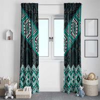 New Zealand Aotearoa Window Curtain Turquoise Taniko Art Maori Pattern LT05 - Polynesian Pride