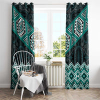 New Zealand Aotearoa Window Curtain Turquoise Taniko Art Maori Pattern LT05 - Polynesian Pride
