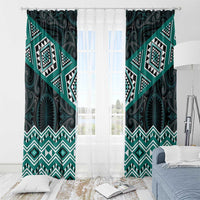 New Zealand Aotearoa Window Curtain Turquoise Taniko Art Maori Pattern LT05 - Polynesian Pride