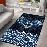 New Zealand Aotearoa Area Rug Blue Taniko Art Maori Pattern LT05 - Polynesian Pride