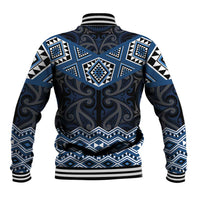New Zealand Aotearoa Baseball Jacket Blue Taniko Art Maori Pattern LT05 - Polynesian Pride