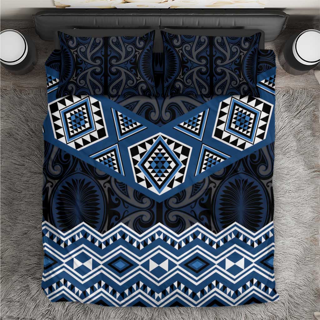 New Zealand Aotearoa Bedding Set Blue Taniko Art Maori Pattern LT05 Blue - Polynesian Pride
