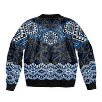 New Zealand Aotearoa Bomber Jacket Blue Taniko Art Maori Pattern LT05 - Polynesian Pride