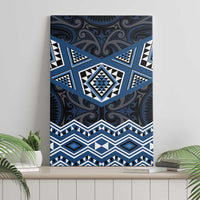 New Zealand Aotearoa Canvas Wall Art Blue Taniko Art Maori Pattern LT05 - Polynesian Pride