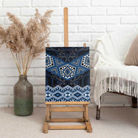 New Zealand Aotearoa Canvas Wall Art Blue Taniko Art Maori Pattern LT05 - Polynesian Pride