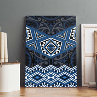 New Zealand Aotearoa Canvas Wall Art Blue Taniko Art Maori Pattern LT05 - Polynesian Pride