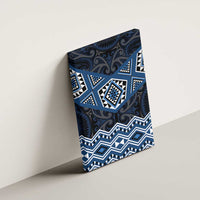 New Zealand Aotearoa Canvas Wall Art Blue Taniko Art Maori Pattern LT05 - Polynesian Pride