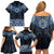 New Zealand Aotearoa Family Matching Off Shoulder Short Dress and Hawaiian Shirt Blue Taniko Art Maori Pattern