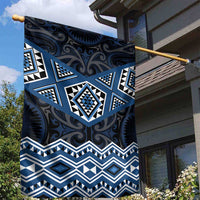New Zealand Aotearoa Garden Flag Blue Taniko Art Maori Pattern LT05 - Polynesian Pride