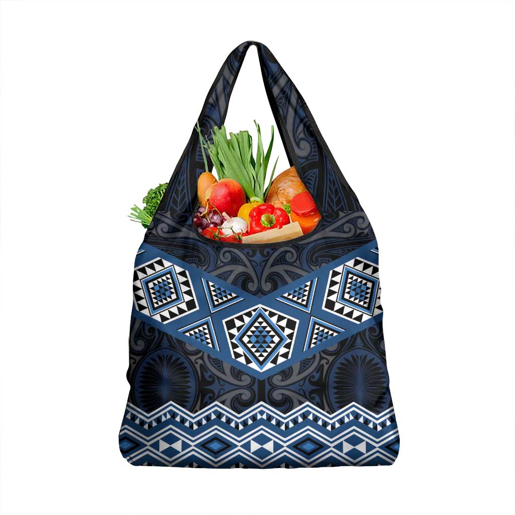 New Zealand Aotearoa Grocery Bag Blue Taniko Art Maori Pattern LT05 1-pack One Size Blue - Polynesian Pride