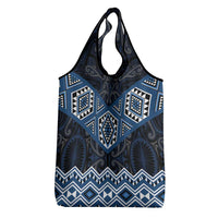 New Zealand Aotearoa Grocery Bag Blue Taniko Art Maori Pattern LT05 - Polynesian Pride