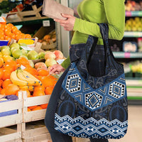 New Zealand Aotearoa Grocery Bag Blue Taniko Art Maori Pattern LT05 - Polynesian Pride