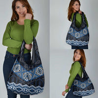 New Zealand Aotearoa Grocery Bag Blue Taniko Art Maori Pattern LT05 - Polynesian Pride