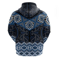New Zealand Aotearoa Hoodie Blue Taniko Art Maori Pattern LT05 - Polynesian Pride