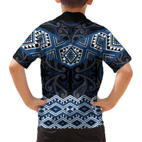 New Zealand Aotearoa Kid Hawaiian Shirt Blue Taniko Art Maori Pattern LT05 - Polynesian Pride