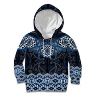 New Zealand Aotearoa Kid Hoodie Blue Taniko Art Maori Pattern LT05 Hoodie Blue - Polynesian Pride