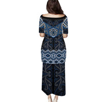 New Zealand Aotearoa Puletasi Blue Taniko Art Maori Pattern LT05 - Polynesian Pride