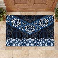 New Zealand Aotearoa Rubber Doormat Blue Taniko Art Maori Pattern LT05 Blue - Polynesian Pride