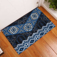 New Zealand Aotearoa Rubber Doormat Blue Taniko Art Maori Pattern LT05 - Polynesian Pride