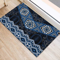 New Zealand Aotearoa Rubber Doormat Blue Taniko Art Maori Pattern LT05 - Polynesian Pride