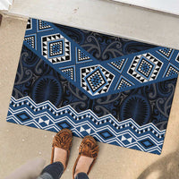 New Zealand Aotearoa Rubber Doormat Blue Taniko Art Maori Pattern LT05 - Polynesian Pride
