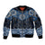 New Zealand Aotearoa Sleeve Zip Bomber Jacket Blue Taniko Art Maori Pattern