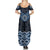 New Zealand Aotearoa Summer Maxi Dress Blue Taniko Art Maori Pattern