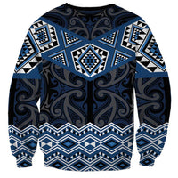 New Zealand Aotearoa Sweatshirt Blue Taniko Art Maori Pattern LT05 - Polynesian Pride