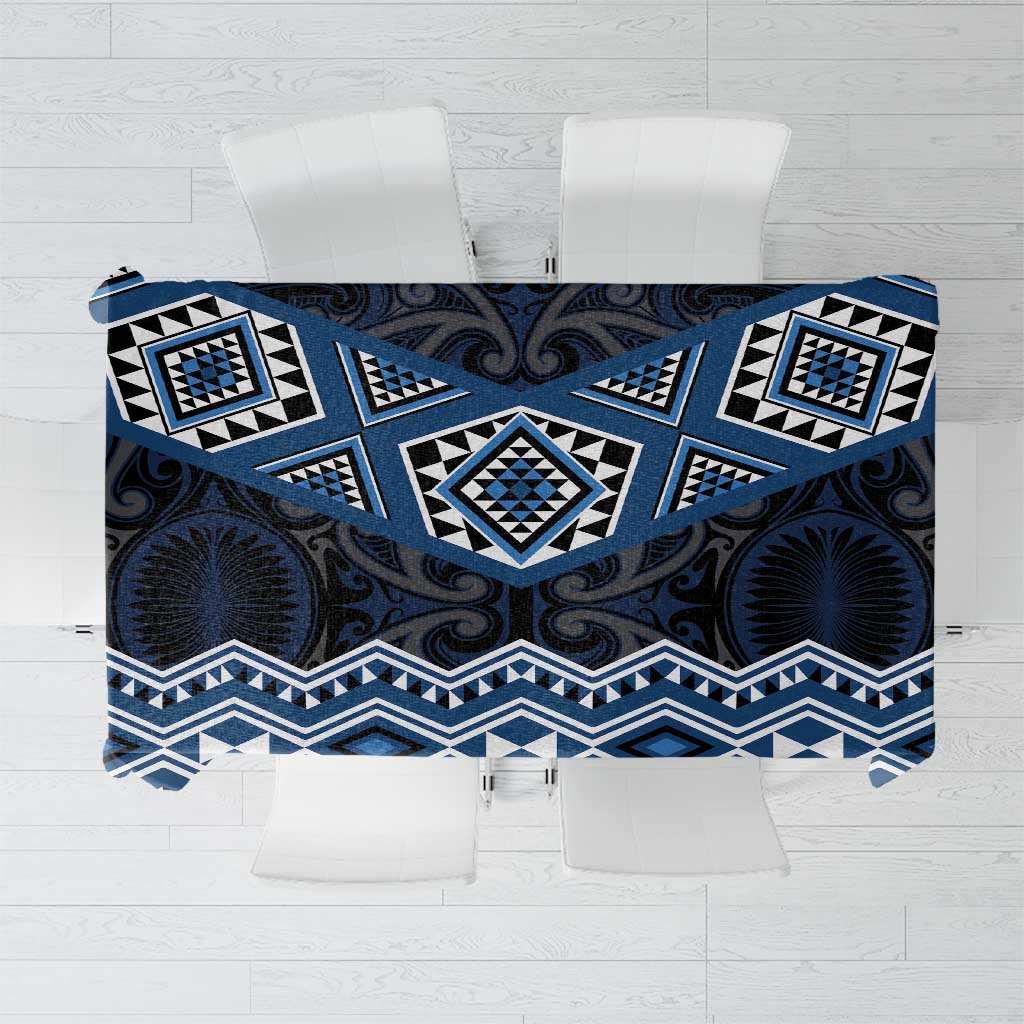New Zealand Aotearoa Tablecloth Blue Taniko Art Maori Pattern LT05 Blue - Polynesian Pride